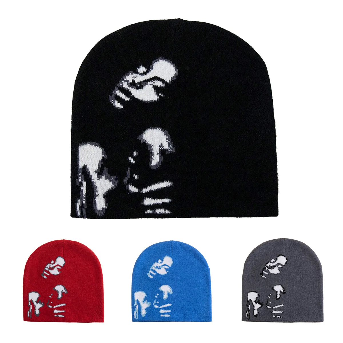 Fashion Printed Knitted Hat Women Men Couple Warm Y2K Beanies Bonnet Wool Skullies Hoods Lady Accessories Hip hop