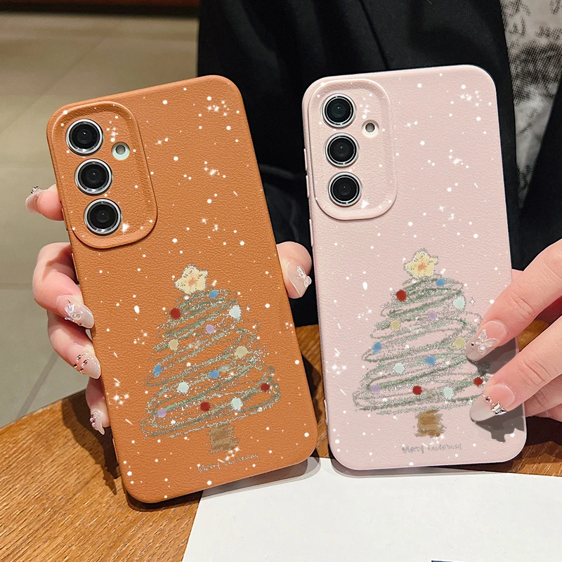 Christmas Tree Print Phone Case For Samsung Galaxy A55 A54 A53 A52 A16 A15 A14 A35 A34 A25 5G S20 FE S21 S22 S23 S24 Ultra Cover