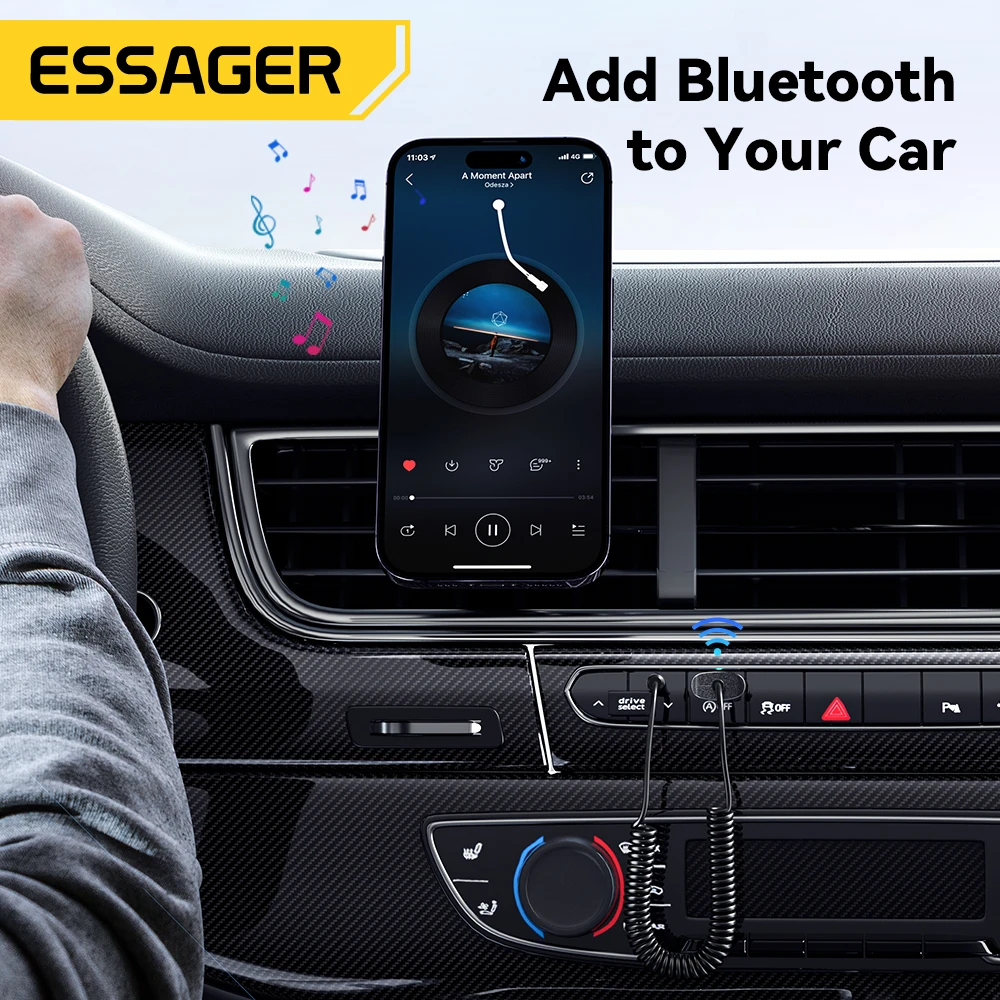 Essager Bluetooth 5.0 Aux Adapter Wireless Car Bluetooth Receiver USB to 3.5mm Jack Audio Music Mic Handsfree for Car Speaker