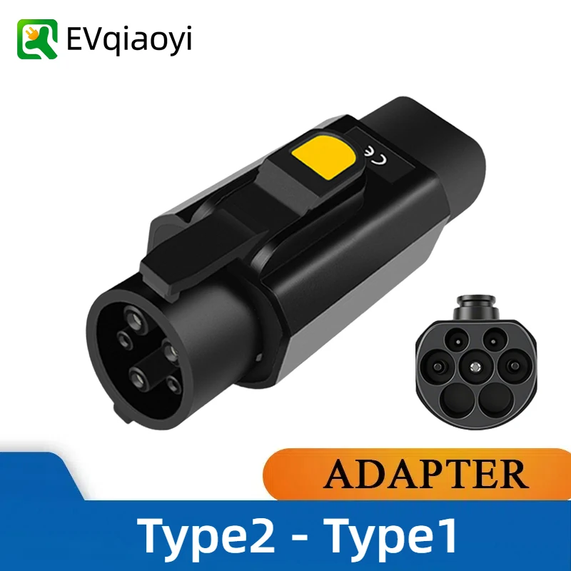 

EVqiaoyi Type2 to Type1 EV Charging Adapter 32A 7KW Portable Converter Car Accessories for Type1 Electric Vehicles
