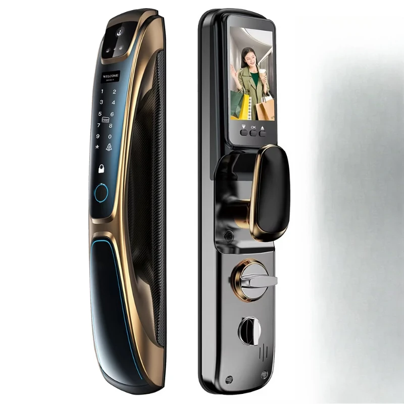 High-quality gold smart lock Tuya facial recognition fingerprint smart door lock with home camera