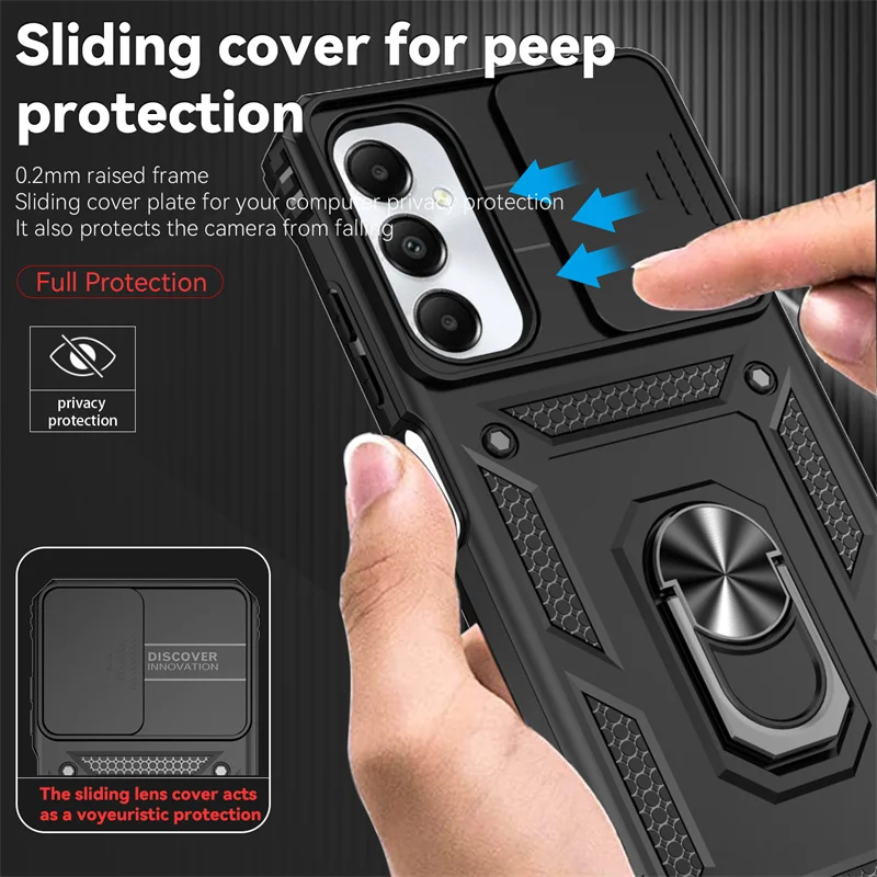 For Samsung Galaxy A05S Case Slide Camera Shockproof Armor Cases For Samsung A05s GalaxyA05s Magnetic Holder Ring Protect Cover