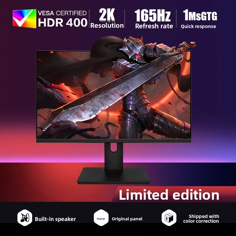 Nuevo Monitor para juegos de PC 27/2 pulgadas 2K 4K 144hz 165Hz 240hz 1Ms GTG respuesta HDR 400 Monitor de ordenador con altavoces integrados
