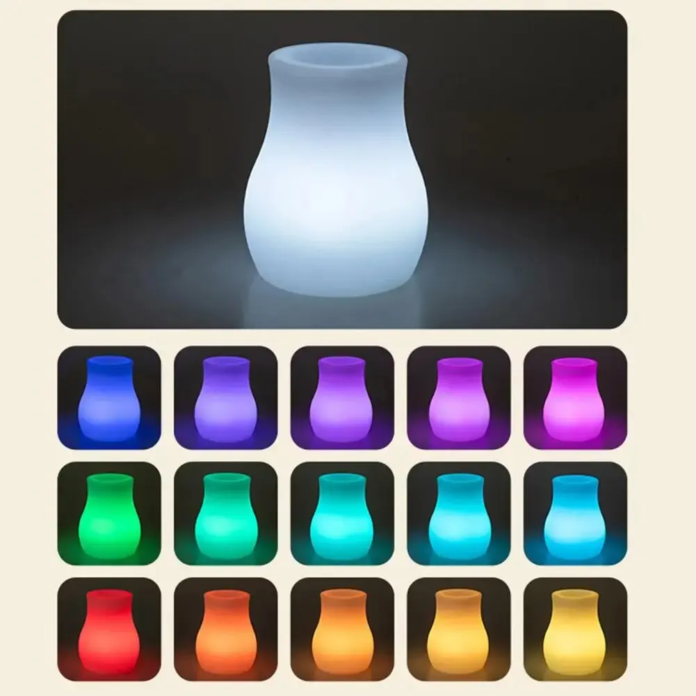 ไฟกลางคืนแจกันส่องสว่างแบบสีสันสดใส LED 16สีสำหรับตกแต่งบนโต๊ะไฟกลางคืนสำหรับ KTV บาร์ร้านอาหารห้องนอน