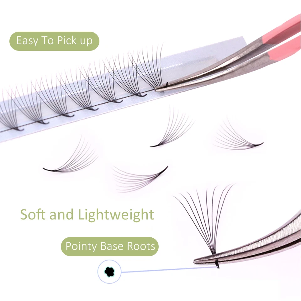 Sharp Stelo stretto Premade Volume Ventole Estensione ciglia 5D 6D 10D Sottile Base a punta Ventole russe Cashmere Visone naturale Ciglia finte