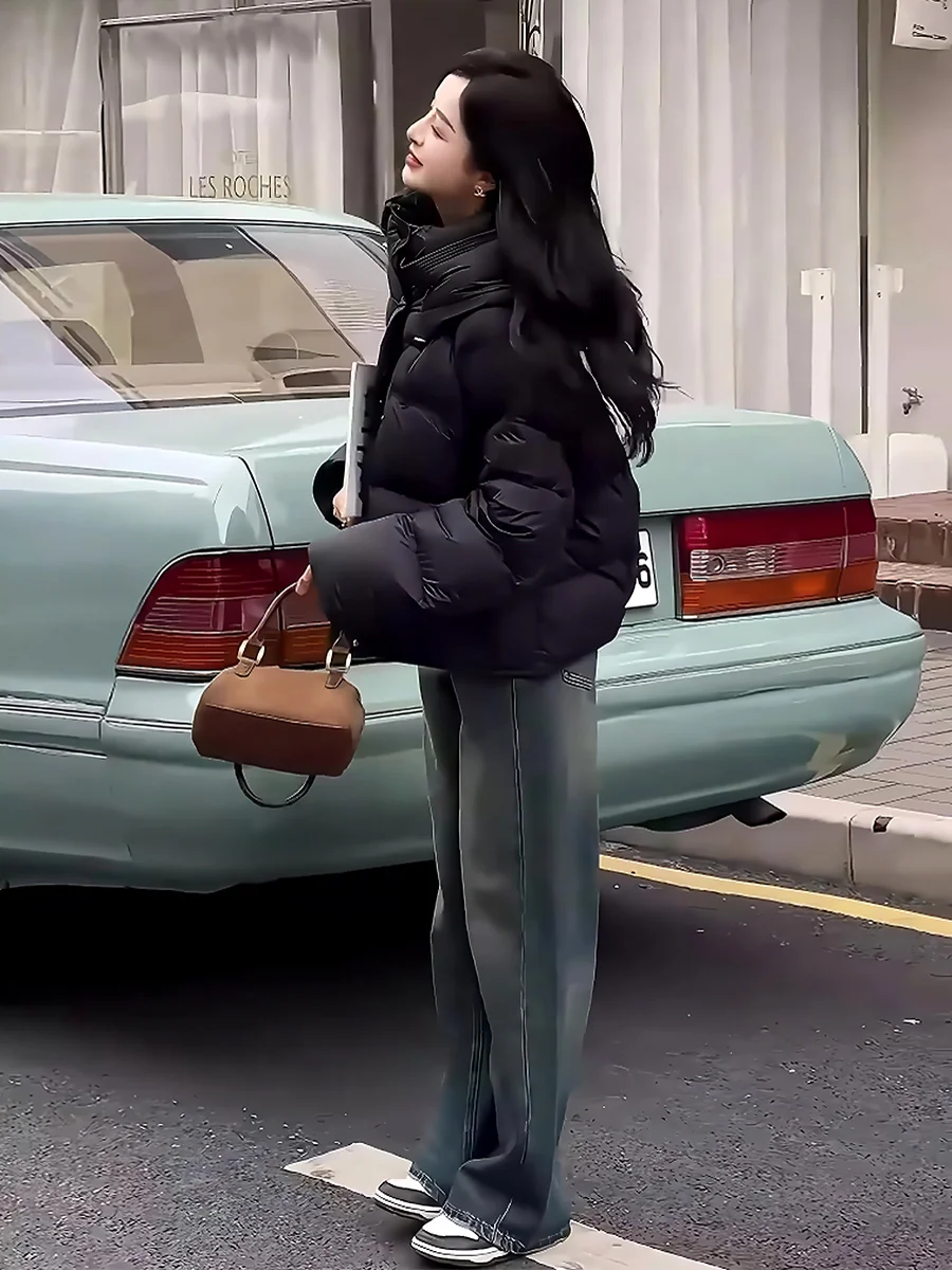 เสื้อโค้ทผู้หญิงแบบมีฮู้ดบุขนเป็ดสำหรับฤดูหนาว รุ่น Bla Puffer Jaet  แบบยาว สีขาว เหมาะสำหรับการเดินทาง