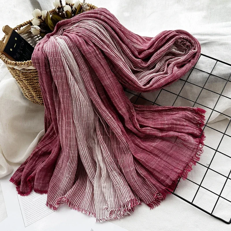 Fashion Simple Classic Scarf Men Women Autumn Winter Solid Striped Versatile Cotton Blend Silk Scarves Male Female Style Shawls