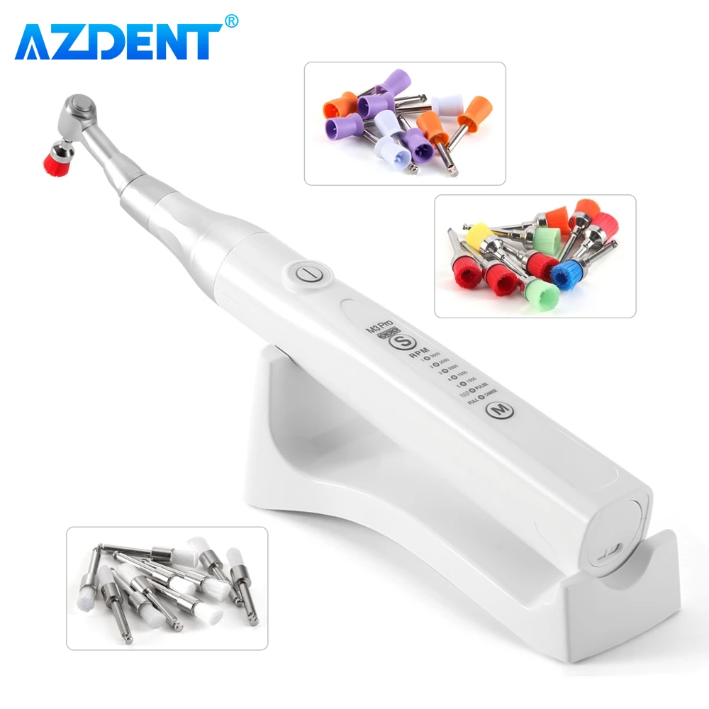 AZDENT Dental Cordless Prophy Handpiece Electric Teeth Polishing Motor with Prophy Angles Brushes Cleaning Tooth Cleaner Tools