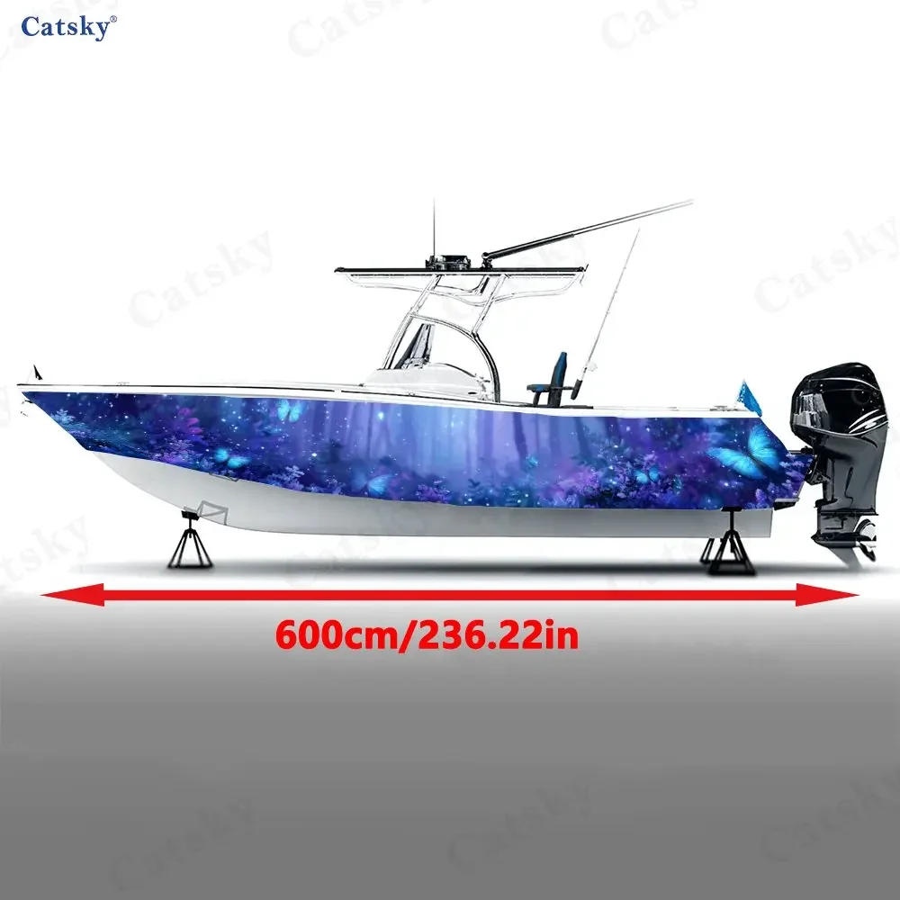 Colorful Blue-purple Butterfly Forest Dreamy Boat Sticker Vinyl Ship Pontoon Deck Boat Fishing Decorative Pontoon Boats Decal