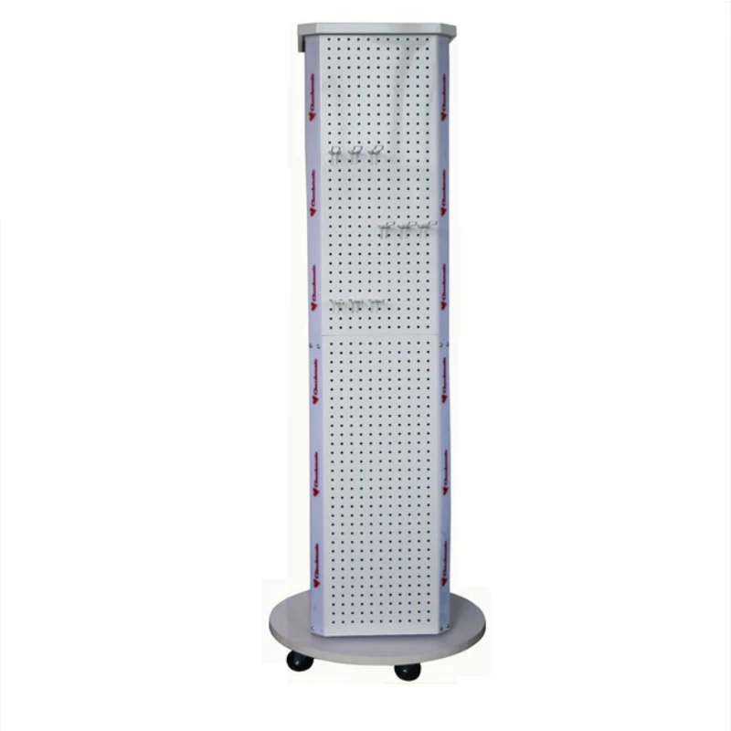 New promotion four sides metal custom rotary counter pegboard display rack size shop rotating floor standing retail For sale