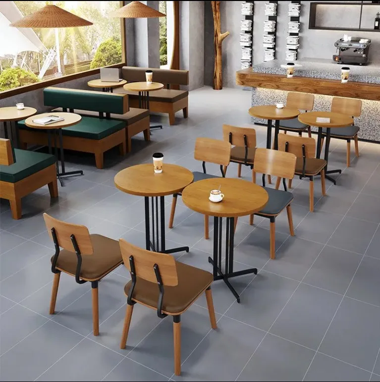 Customized dessert shop, milk tea shop, coffee shop, table and chairs, clear bar, solid wood café, theme restaurant, sofa booth
