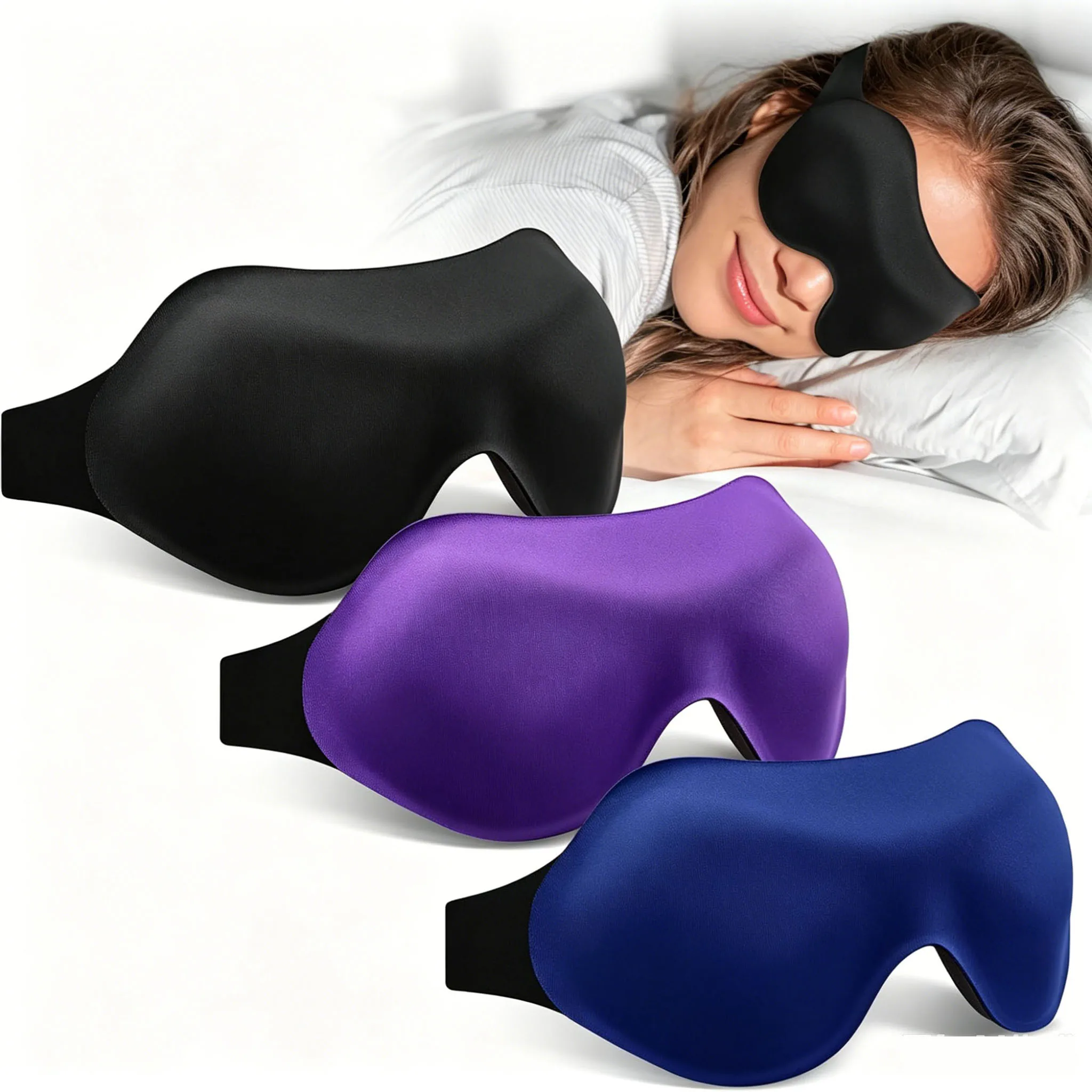 3D Sleep Mask Adjustable Suitable for Men and Women with No Pressure on the Light Blocking Eye Mask Sleeping Aid Face Mask