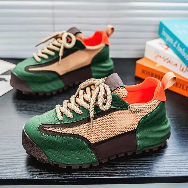 

Кроссовки на шнуровке с теннисной подошвой, красно-черные, желтые ботинки для ходьбы, мужские летние спортивные туфли, дропшиппинг