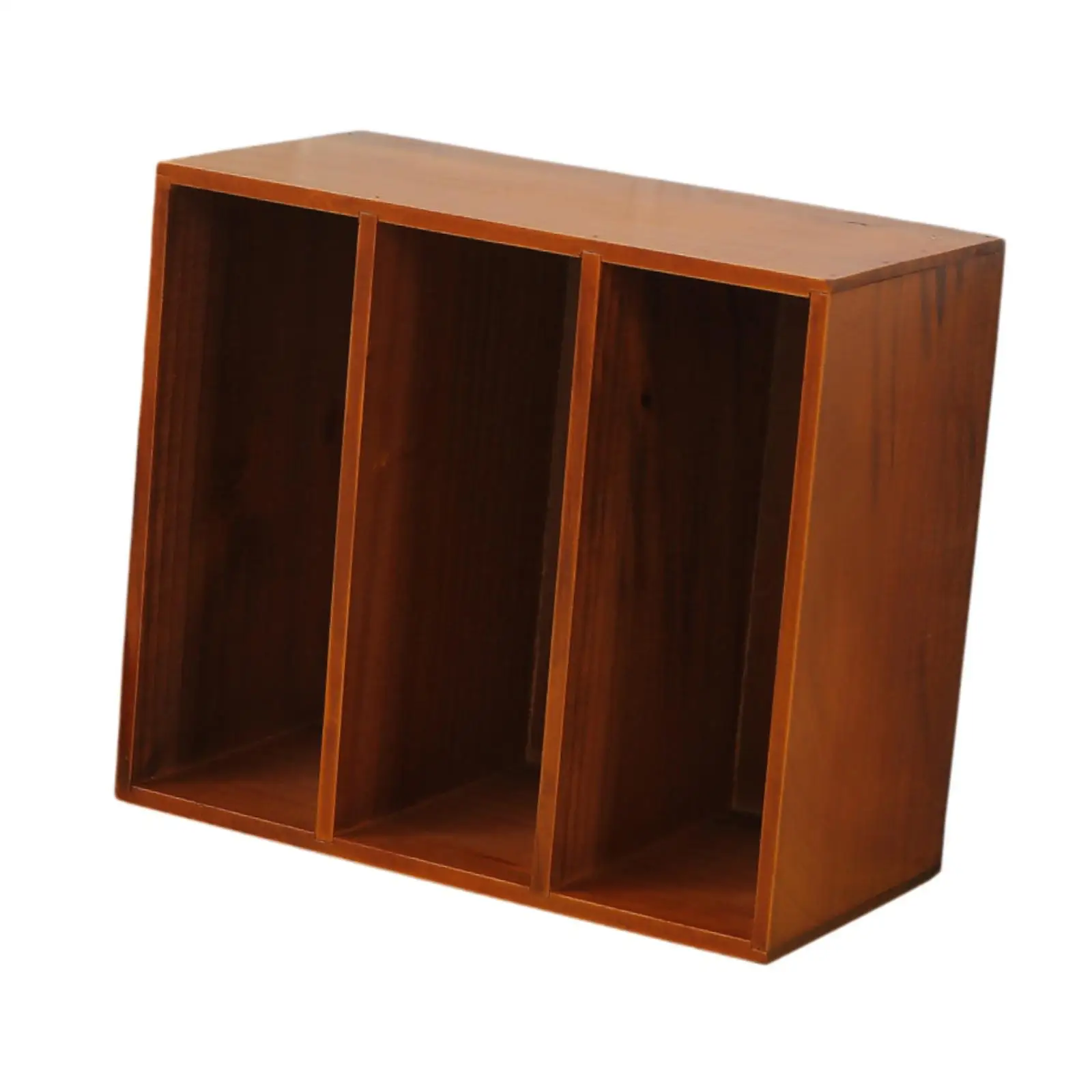 Book Holder 3 Grid Wood Versatile Unique Vertical Magazine Rack Display Shelf Desk Organizer for Work Home Perfume Envelope