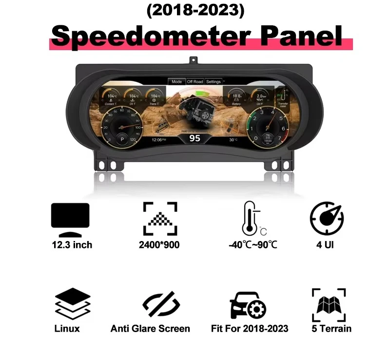 Updated Digital LCD Speedometer Panel Car Monitor for JL 2018-2023 Auto Meter