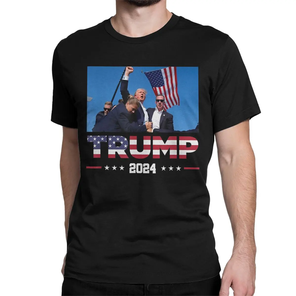 Donald Trump 2024 Survived Shot At Election Rally T-Shirts Men Women Vintage Cotton Tees Short Sleeve T Shirt Plus Size Clothes