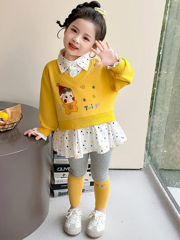 

Spring 2026 Children's Girl's Faionable Two-Piece Set Baby Girl's Sweatirt Bot Ensemble Breathable Ne Design