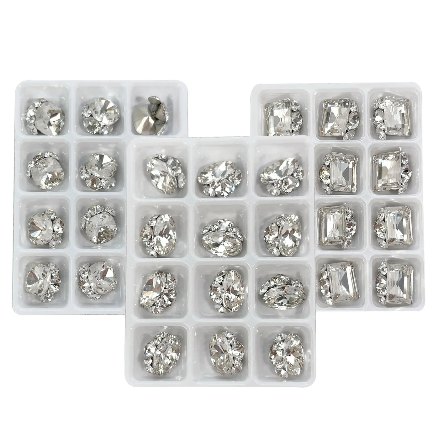 12PCS Transparent Shiny White Crystal Nail Art Rhinestones Mixed Shapes For Manicure Nails Decoration Supplies Tool DIY Phone image 6