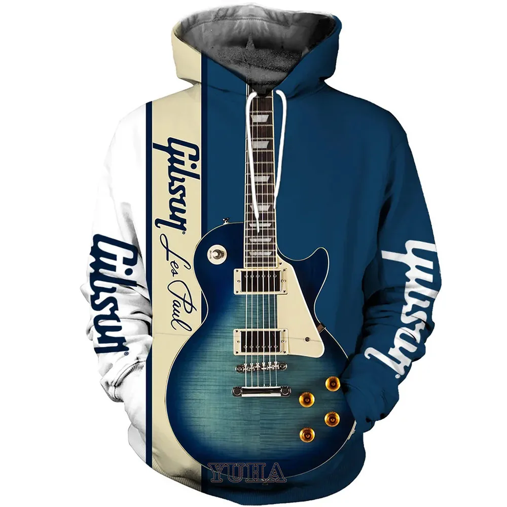 

Guitarra Musical Unissex com Capuz Pulôver 3D Impresso, Casual Popular Streetwear, Moda Hip Hop