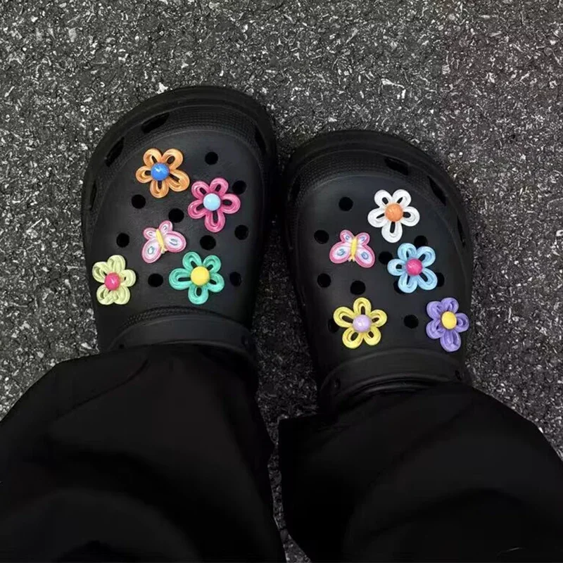 candy color Jelly flowers clogs accessories summer 2026 Transparent Floral Shoe Charms Set Butterfly Stars Accessories for Clogs