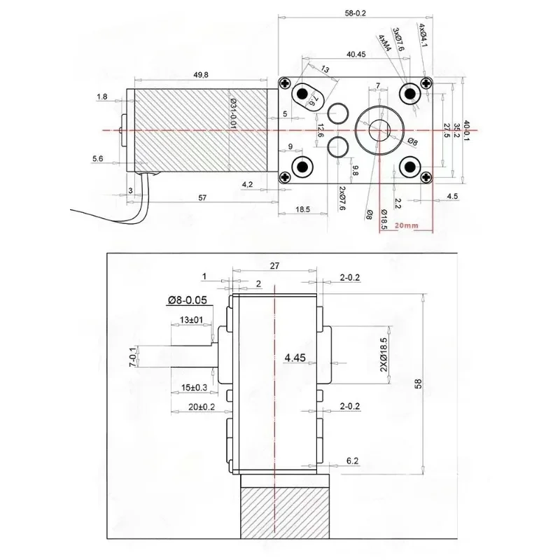 5840 31ZY 12/24V Reduction Motor 7rpm-470rpm 70kg/cm Large Torque High Power Worm Gear DC Motor Rotating Table Door Self-lock