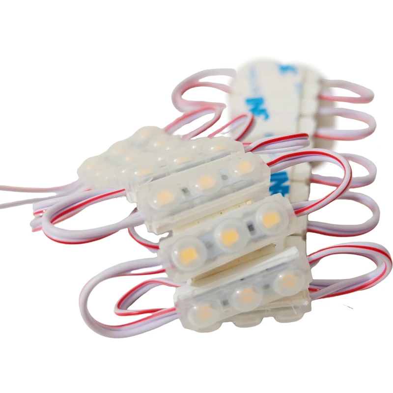 200pcs Super Bright Mini 3 LED Injection Module  Lights 2835 SMD LED with Lens 12V 0.6W Light for Letter Sign Advertising Signs