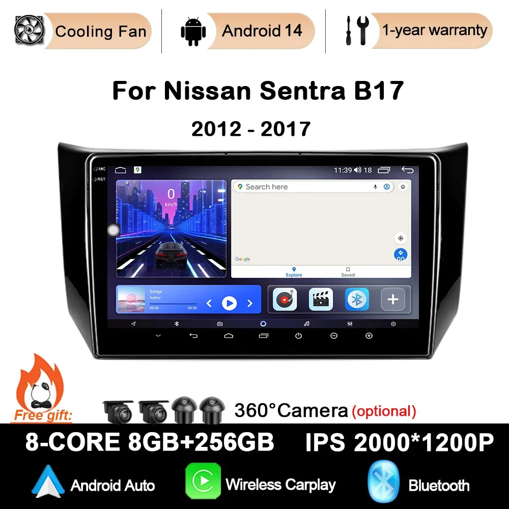 

Wireless Carplay Android 14 Auto Car Radio For Nissan Sylphy B17 Sentra 2012 - 2017 Multimedia GPS autoradio 4G WIFI DSP NO 2DIN