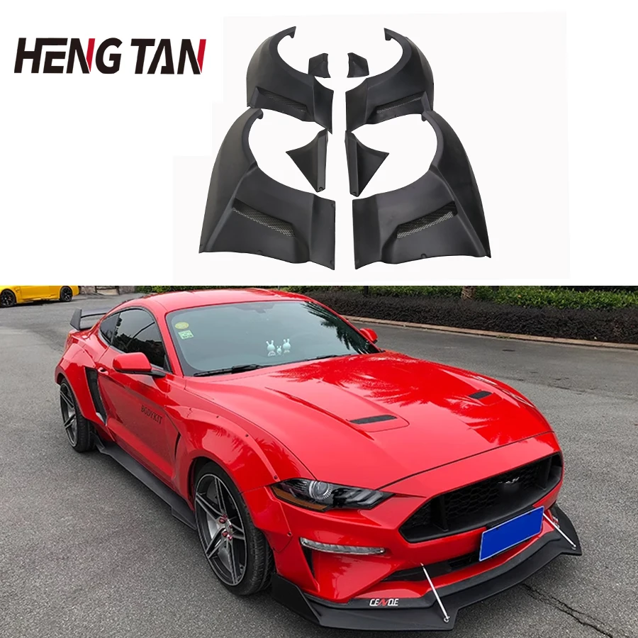 For Ford Mustang Coupe 2015-2020 8 PCS Car Wide Wheel Eyebrow Arc Fender Mud Flaps Mudguards GTSS Style Covers body Kit