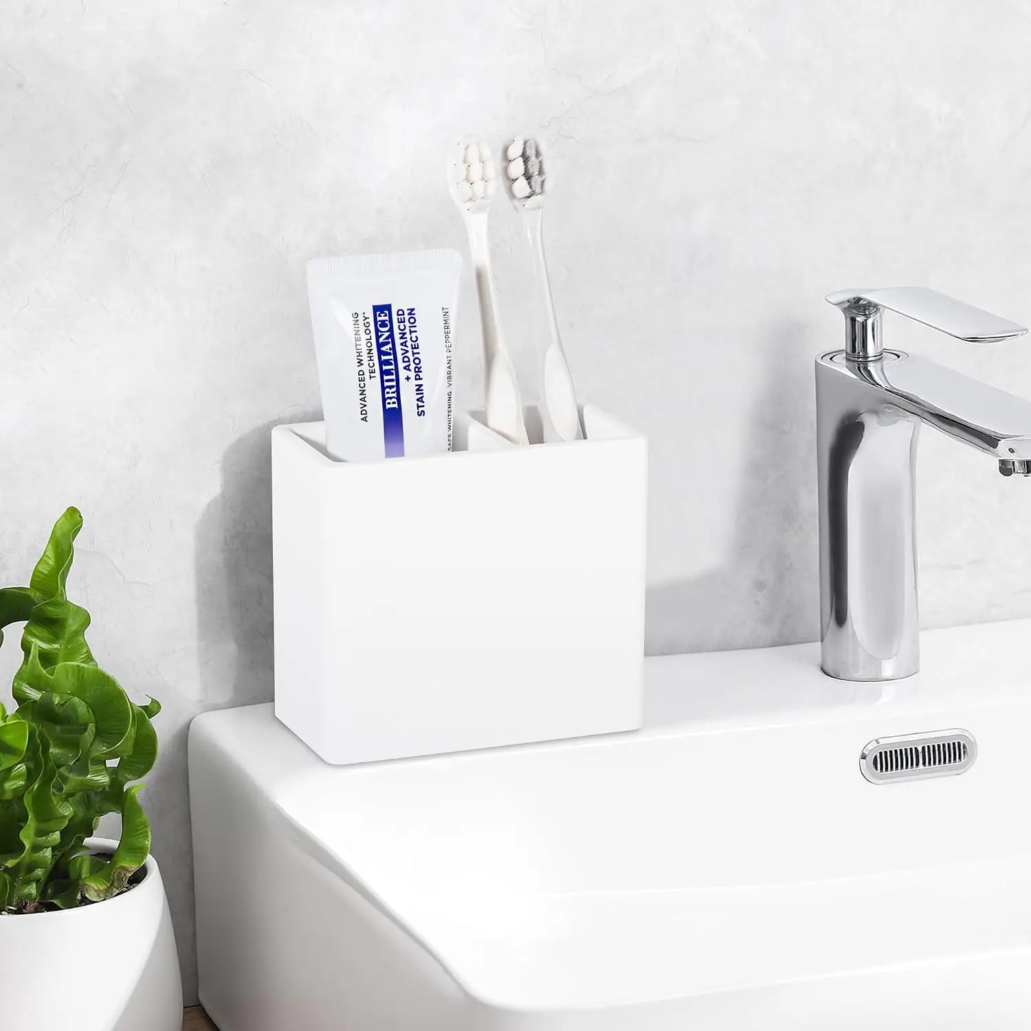 Diatomite Toothbrush Holder with Fast-Drying Base for Bathroom Countertop Storage