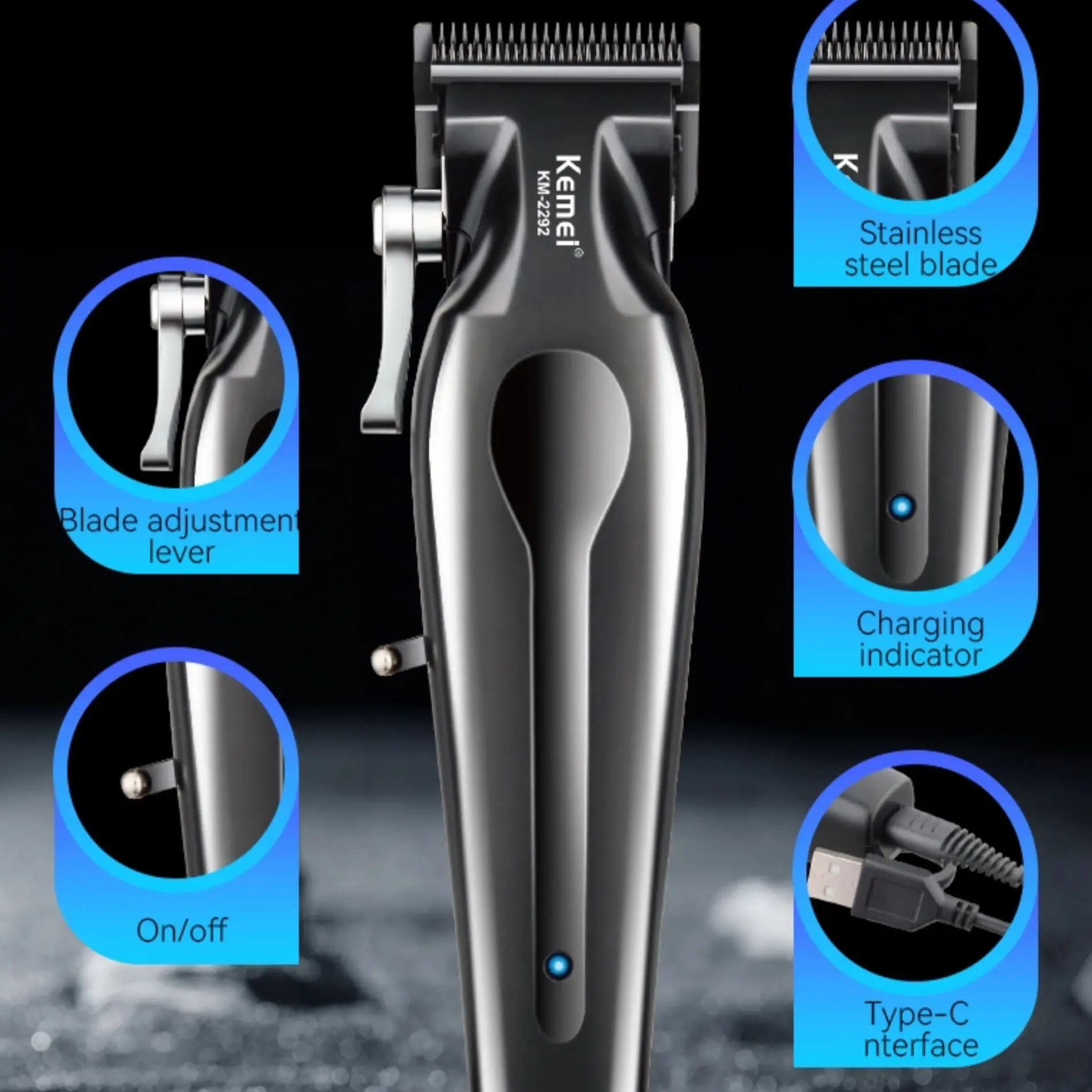 KEMEI km-2292 Professional Hair Cutting Machine Hair Clipper DLC Adjustable cutter head Electric Buy Hair Clippers