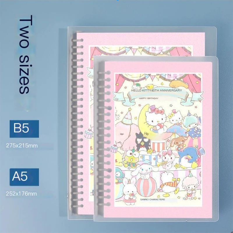 Sanrio Cinnamoroll Notebook Kawaii Hello Kitty Loose Leaf Book Cute Anime Kuromi Pochacco Detachable Journal Book Gift for Kids