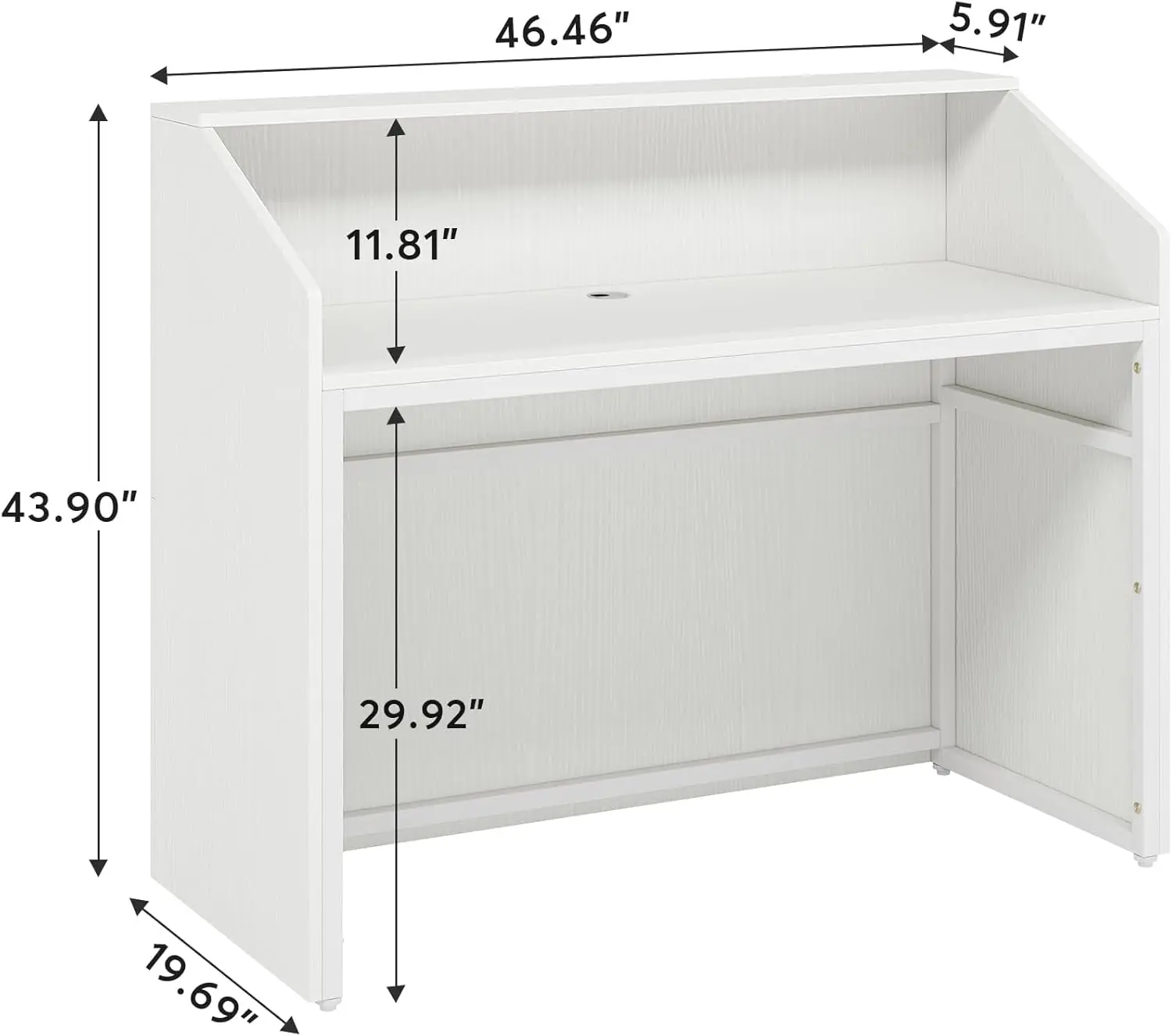 Desk with Counter, Modern Front Desk Reception Room Table with Cable Grommet, 47 inch Retail Counter for Checkout, Lobby, Beauty