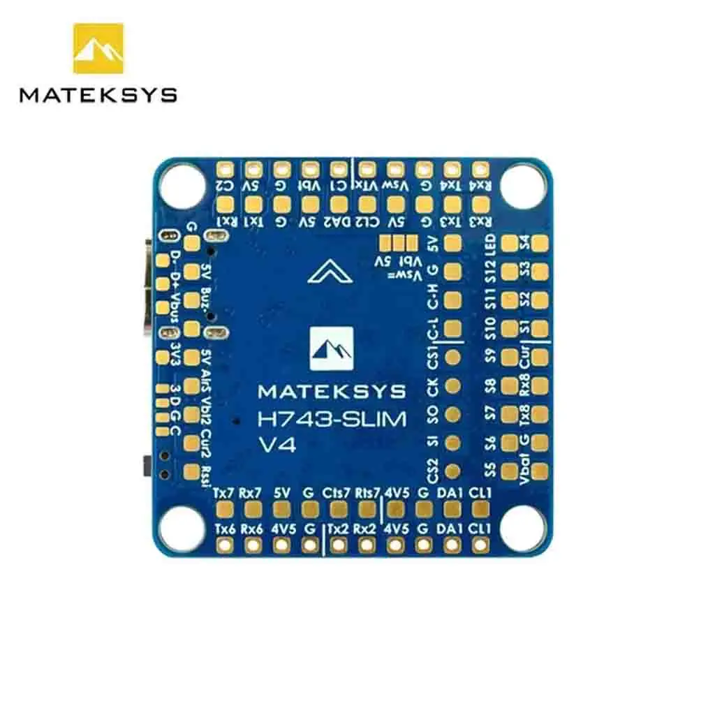 

Matek Mateksys H743 SLIM V4 STM32H743VIT6 Dual ICM42688P 2-8S F7 Flight Controller BEC5V For FPV Drone Multicopter Model RC Part
