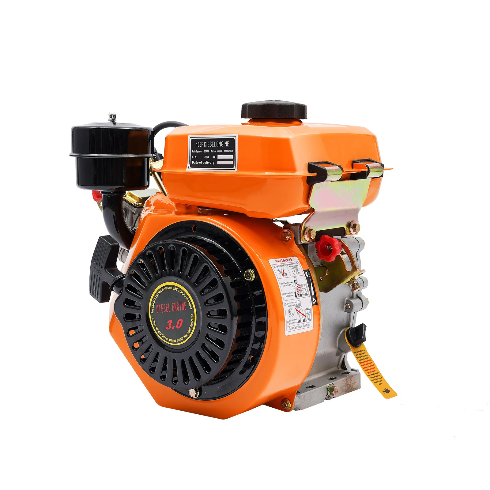 4 Stroke 196 CC Diesel Engine Single Cylinder Oblique Horizontal Engine Hand Recoil  For Small Agricultural Machinery Light