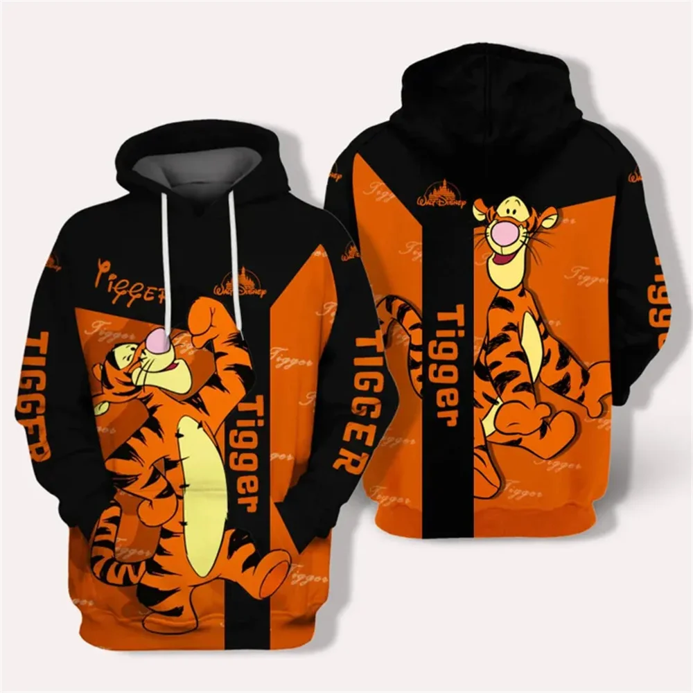 Disney Tigger Hoodie Merry Christmas Cartoon Print Hoodie Fashion Pullover Men's Daily Casual Y2k Hoodie Round Neck Top