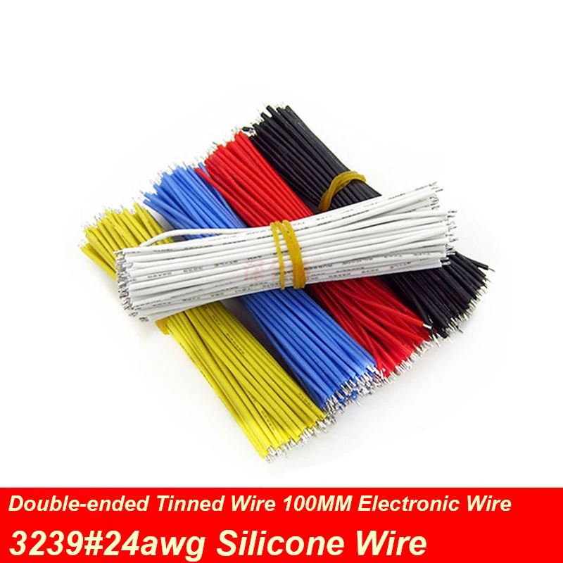 Silicone Wire 24AWG 10cm 10Pcs Tinned Ends Flexible Lead Cable 3239# High Temp Resistant for DIY RC Drone Arduino
