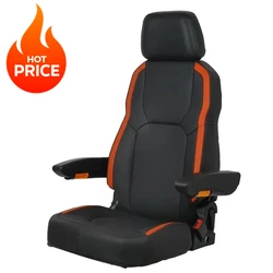 Adjustable Backrest Marine Captain Chair PVC with Hand Rest Retractable Seat Belt Without Pedestal Base