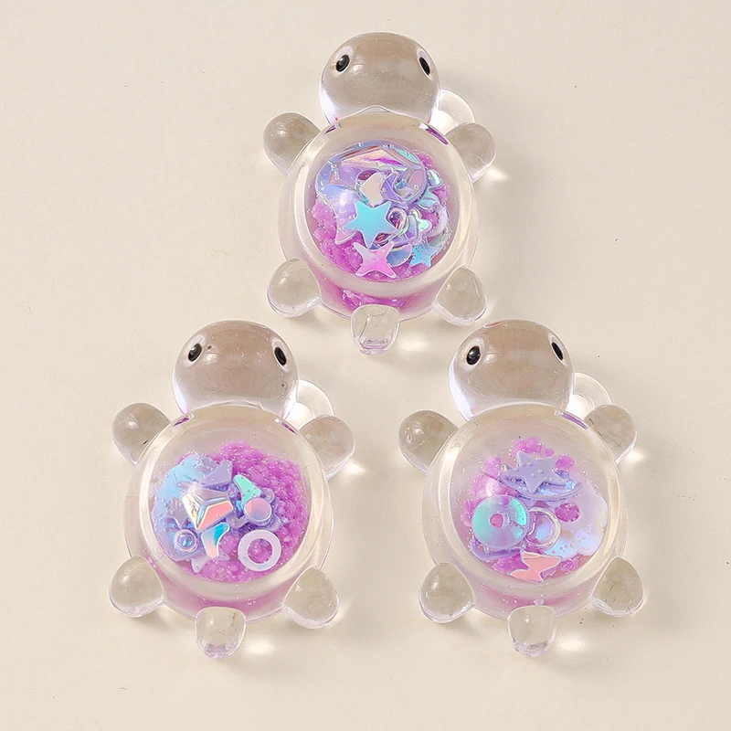 Leslie 10 Stück 21 x 30 mm kreative Glitzer-Schildkröten-Charms aus Kunstharz, Schildkröten-Anhänger für Ohrringe, Halskette, Schmuck, DIY, süßes Kinderspielzeug – Detail 9