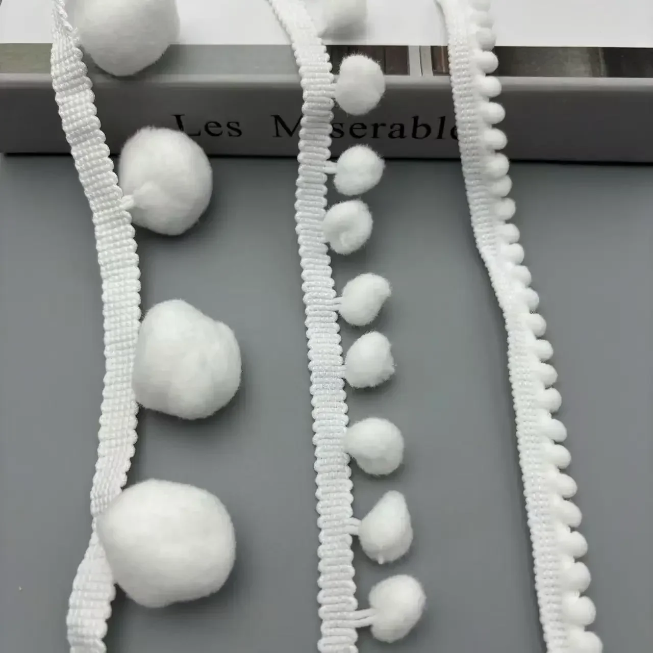 

5 Yards Pom Pom Trim Ball Pompom Fringe Ribbon White PomPoms Lace Balls DIY Craft Skirt Curtain Blanket Cloth Sewing Accessory