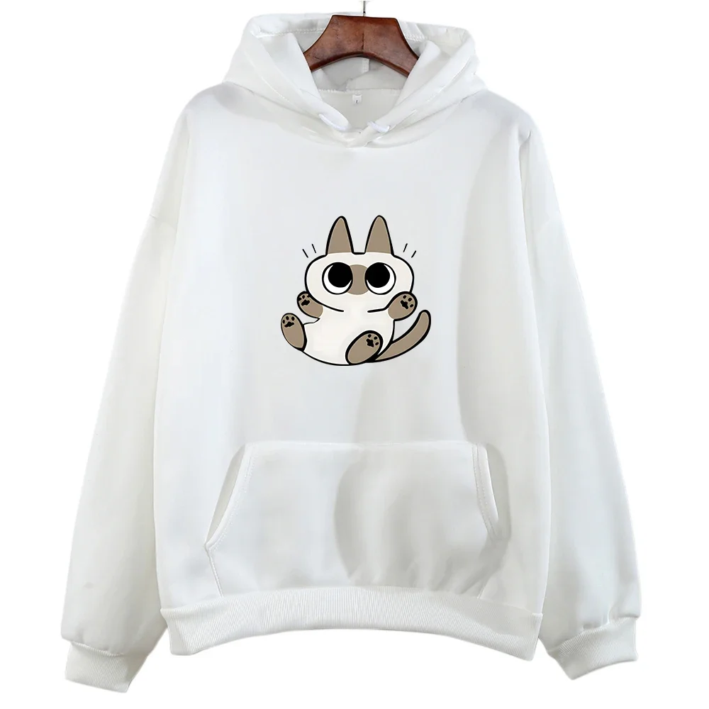 Siamese Cat Azuki Is The Center of The World Nobeko Oversized Hoodie WOMEN Kawaii/Cute Long Sleeve Sweatshirt Harajuku Cartoon