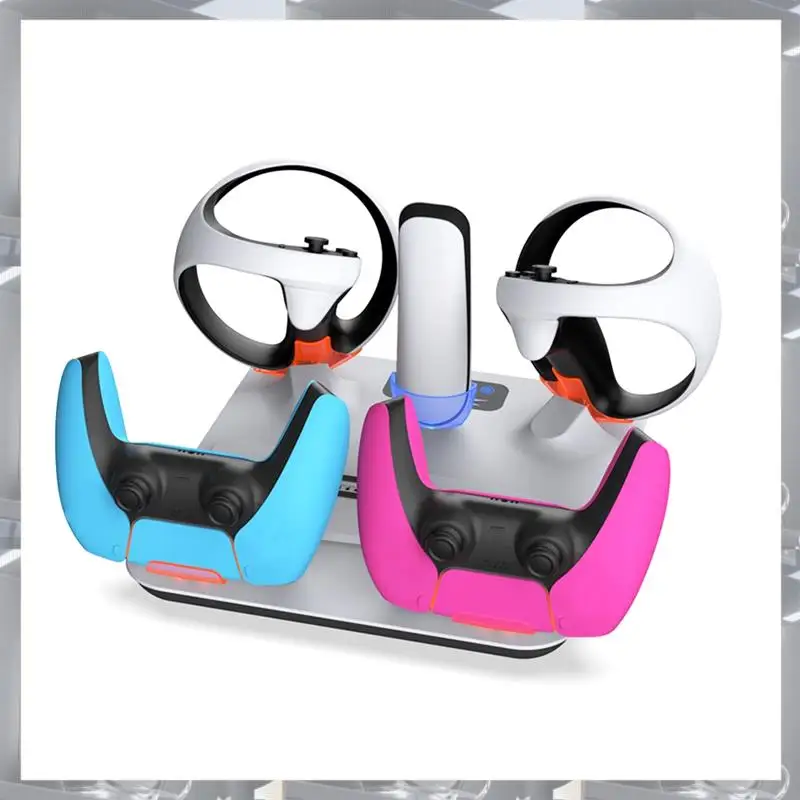 

Hot Selling-For PSVR2 Storage Stand With Controller Holders, Headset Hanger, And Type-C Charging Cable For PSVR2/PS5 Accessories