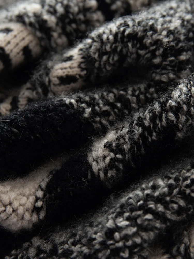 البوهيمي المرأة سترة سترة 100% الكشمير الخامس الرقبة الخريف الشتاء سميكة معطف شتاء منشفة التطريز الفرنسية شيك متماسكة معطف #2