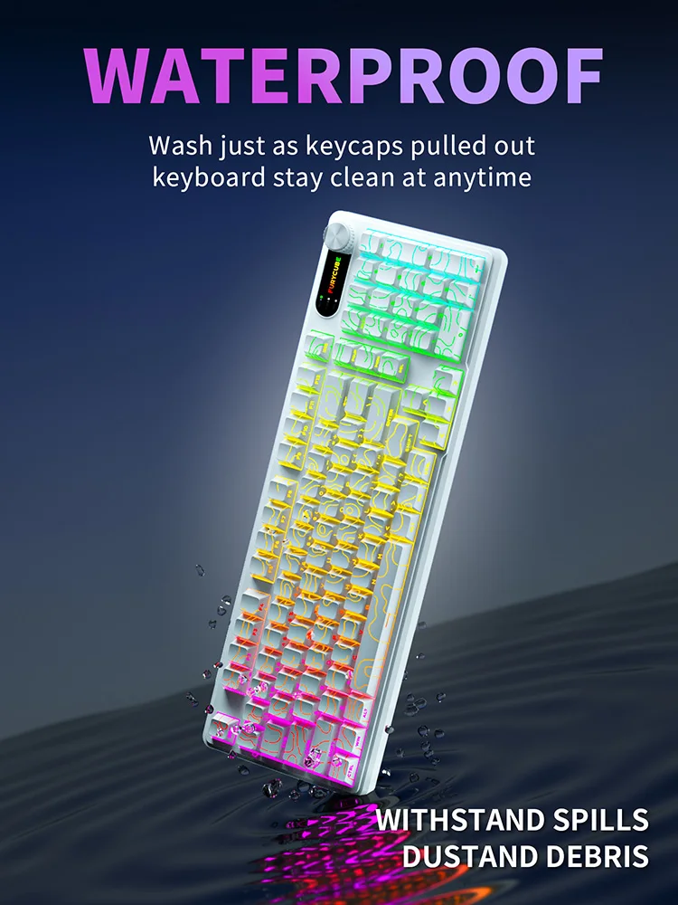 FURYCUBE IP98 Wired Membrane Keyboard Contour Line White, RGB, IPX8 Waterproof, Silent, PBT Keycap, English layout, 98 keys