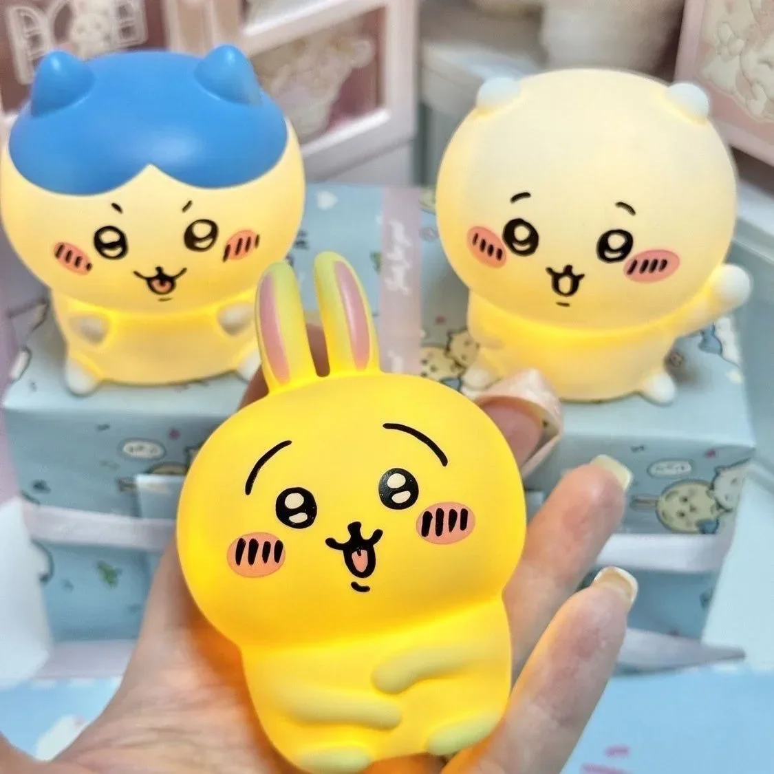 Chiikawa Anime LED Night Light  Hachiware  Usagi Rabbit Lamp Bedroom Desktop Decor Birthday Gift for Children Best Gift Toy image 3