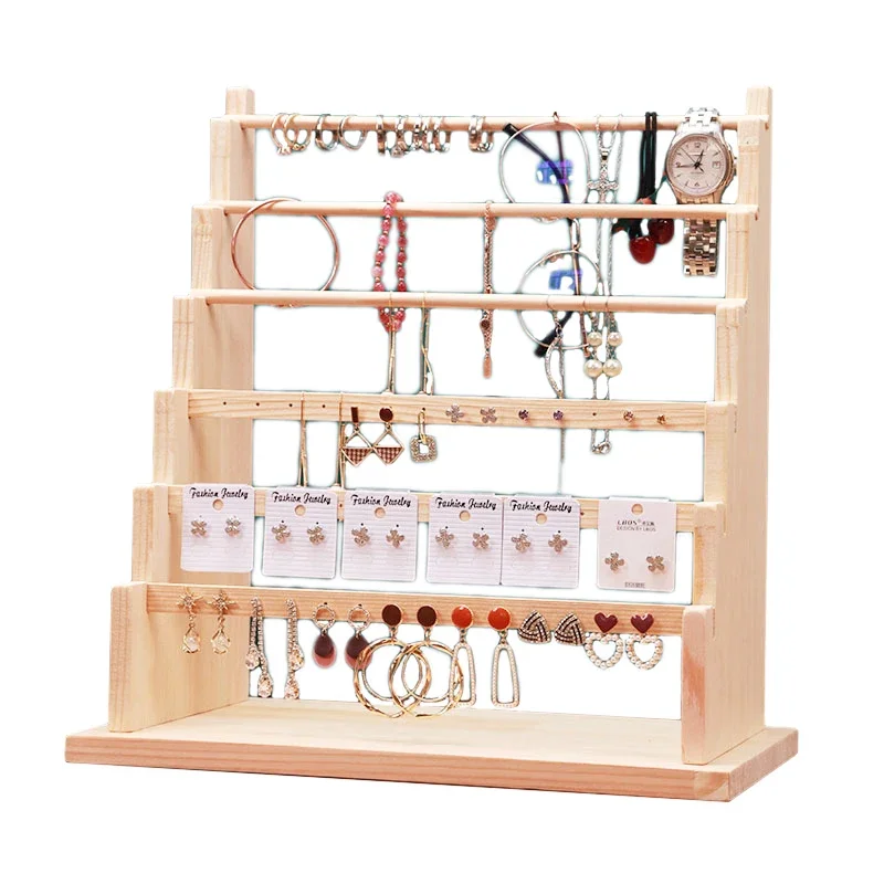 

Деревянные съемные ювелирные изделия, серьги, кольца, браслет, подставка для хранения, браслет, часы, Т-образная стойка, органайзер, держатель полки