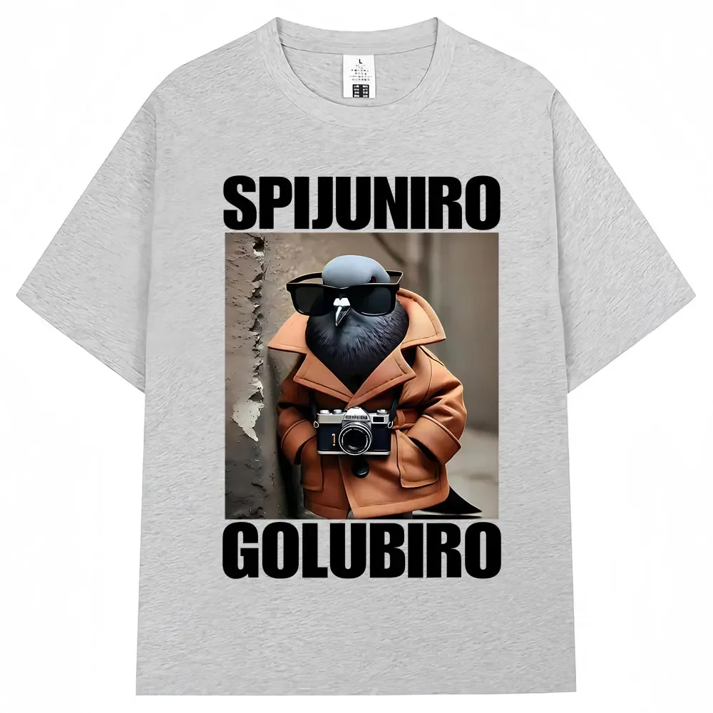Spijuniro Golubiro Funny Italian Brainrot Meme T Shirt Humor Pigeon Graphic Men Women Novelty T-shirts Fashion Loose Tees