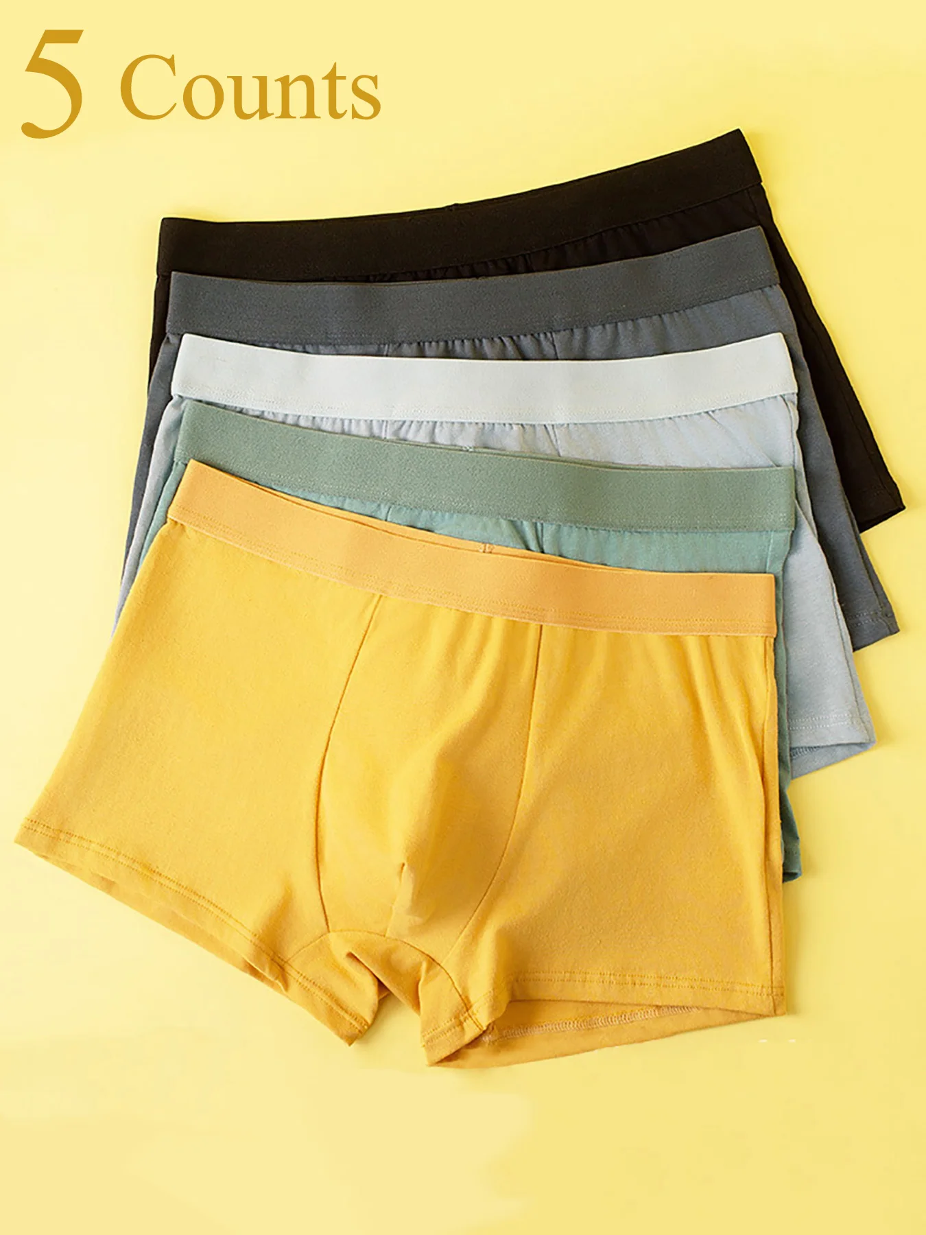 

5PCS Soft color series comfortable and breathable men's four-corner pants Simple and basic men's underwear