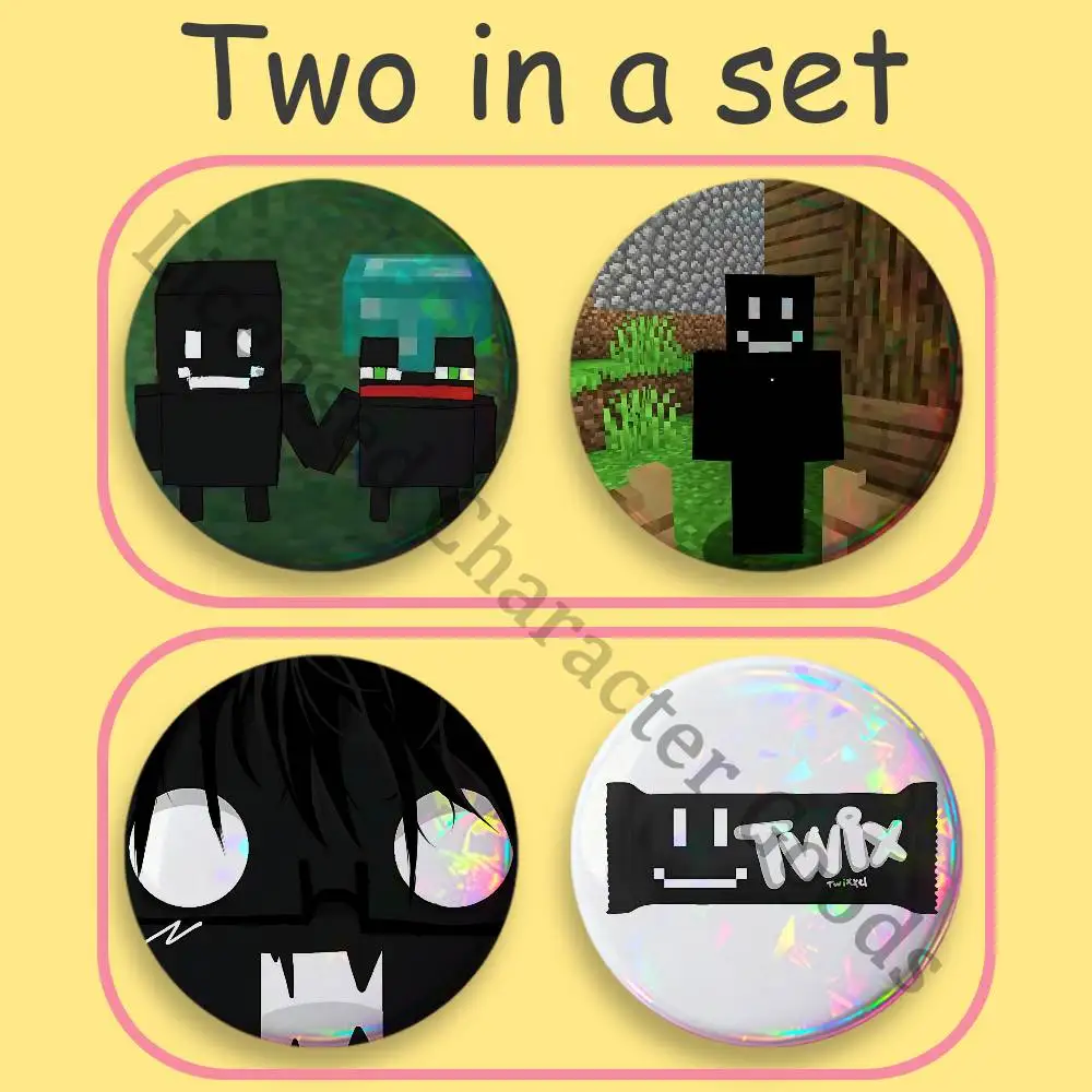 T-Twixxel 2-Piece Set Badges Anime Merchandise Cosplay Nijigen Otaku Culture Large 75 58 44 32 25 mm Mini