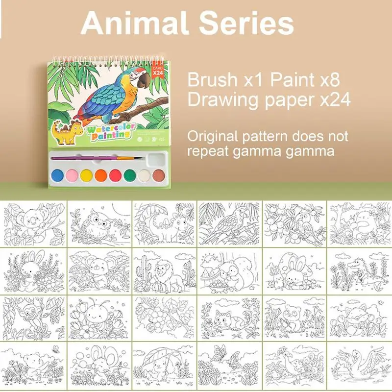 Aquarel Verfsets Voor Kinderen 24 Pagina 'S Waterkleuren Verf Kinderen 8 Kleuren Reisfeest Kunst En Handwerkkits Met Borstel Voor Kinderen