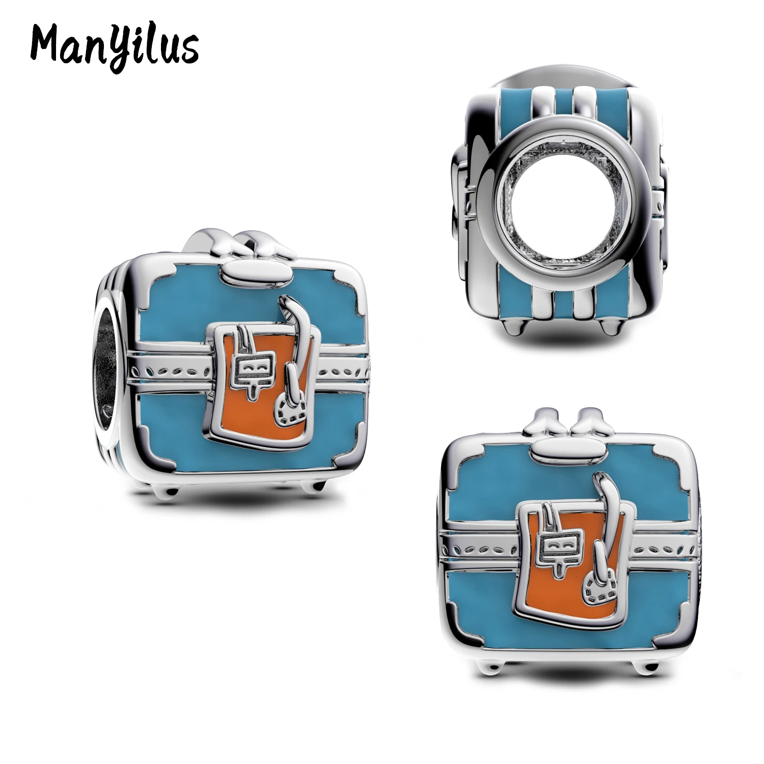 

Manyilus 2025 Hot Sale Blue Journey Luggage Charms S925 Sterling Silver Stitch Beads For Original 925 Bracelet Diy Jewelry Gifts